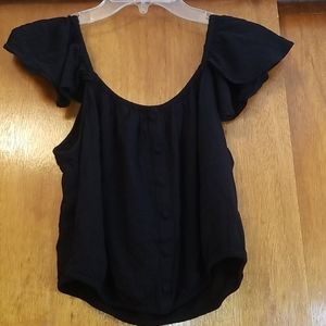 Abercrombie cropped cinched flutter sleeve top